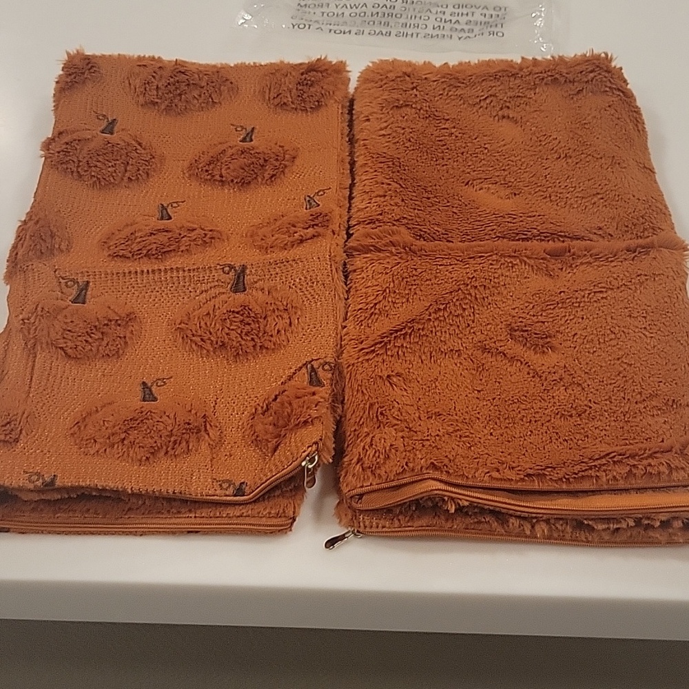 2 Pillow Covers - With Pumpkin Prints, Cozy Texture, Burnt Orange